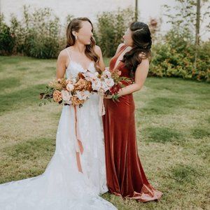 Jenny Yoo Logan Velvet Bridesmaid Dress - Cinnamon Rose - Size 4